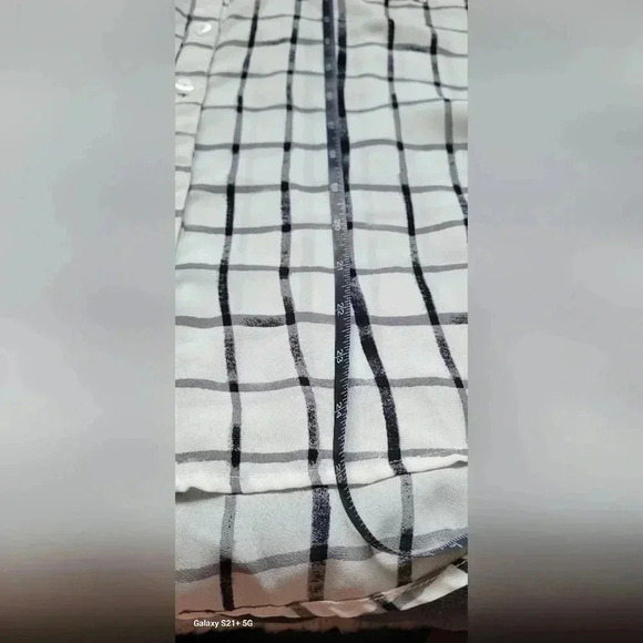 A. Byer Women's Button Down Top, Black & White Checkered Roll-Tab Sleeve Size M - Picture 3 of 10